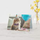 ハッピーバースデー猫 カード (黄色い花)