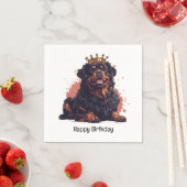 ハッピーバースデー王室のロットワイラードッククイーンクラウン スタンダードカクテルナプキン (インサイチュ)