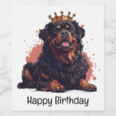 ハッピーバースデー王室のロットワイラードッククイーンクラウン ワインラベル (シングルラベル)