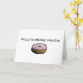 ハッピーバースデー甘い可愛いプリン甘いドーナツ カード (黄色い花)