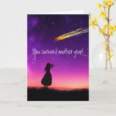 ハッピーバースデー生き延びもう1年 カード (黄色い花)