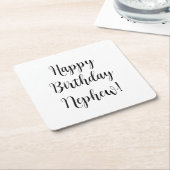 ハッピーバースデー甥おもしろい甥ギフト スクエアペーパーコースター (アングル)