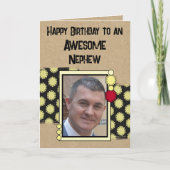 ハッピーバースデー甥の写真レッド カード (正面)