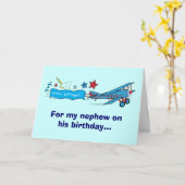 ハッピーバースデー甥飛行機 カード (黄色い花)