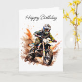 ハッピーバースデー甥 | モトクロスバイク カード (黄色い花)