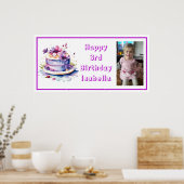 ハッピーバースデー用のパーソナライズ小さな女の子 ポスター (キッチン)