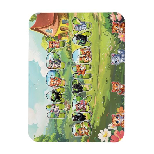 ハッピーバースデー用猫好き猫マグネット マグネット (縦)