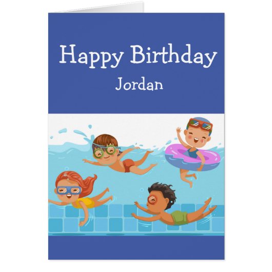 ハッピーバースデー男の子は水泳大好き (正面)