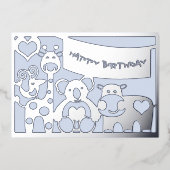 ハッピーバースデー男の赤ちゃん動物 箔シーズンカード (正面)