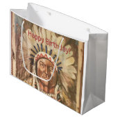 ハッピーバースデー男らしシッティングブル ラージペーパーバッグ (正面アングル)