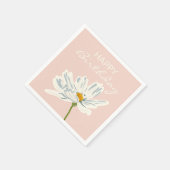 ハッピーバースデー白い夏芸術的の花 スタンダードカクテルナプキン (角)