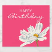 ハッピーバースデー白い夏芸術的の花 スパークリングワインラベル (シングルラベル)