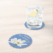 ハッピーバースデー白い夏芸術的の花 ペーパーコースター (インサイチュ)