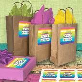 ハッピーバースデー白ケーキ鮮やか着色氷 スクエアシール