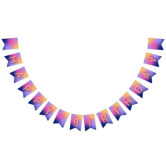 ハッピーバースデー白熱［赤熱］光を放つネオンライツレインボーブレンド バンティングフラッグ (全)