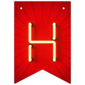 ハッピーバースデー白熱［赤熱］光を放つネオンライツレッドスターバスト  バンティングフラッグ (第2の旗)