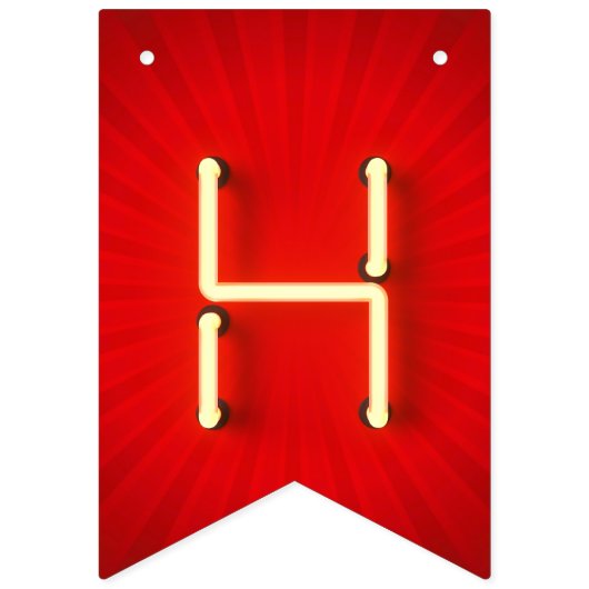 ハッピーバースデー白熱［赤熱］光を放つネオンライツレッドスターバスト  バンティングフラッグ (第2の旗)