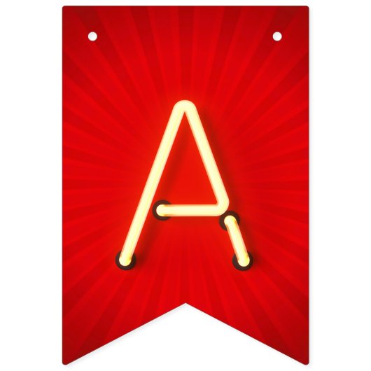 ハッピーバースデー白熱［赤熱］光を放つネオンライツレッドスターバスト  バンティングフラッグ (第3の旗)