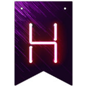 ハッピーバースデー白熱［赤熱］光を放つネオンライトオンダークパープル バンティングフラッグ (第2の旗)