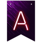 ハッピーバースデー白熱［赤熱］光を放つネオンライトオンダークパープル バンティングフラッグ (第3の旗)