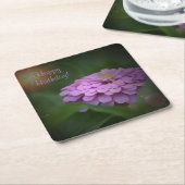 ハッピーバースデー白熱［赤熱］光を放つ《植物》百日草紙コースター スクエアペーパーコースター (アングル)