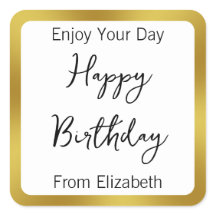 ハッピーバースデー白黒と金ゴールドの名前