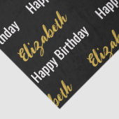 ハッピーバースデー白黒と金ゴールドエレガント名 薄葉紙 (詳細)
