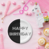 ハッピーバースデー白黒オペアースタイリッシュトクール ペーパープレート (パーティー)