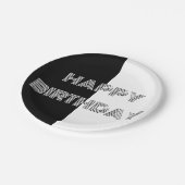 ハッピーバースデー白黒オペアースタイリッシュトクール ペーパープレート (アングル)