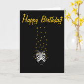 ハッピーバースデー白黒ゼブラ星金ゴールド カード (黄色い花)
