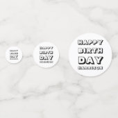 ハッピーバースデー白黒名前をカスタムするモダンおもしろい コンフェッティ (正面)