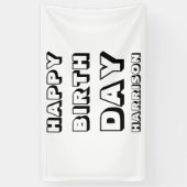 ハッピーバースデー白黒名前をカスタムするモダンおもしろい 横断幕 (縦)