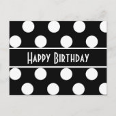 ハッピーバースデー白黒水玉模様はがき ポストカード (正面)