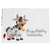 ハッピーバースデー白黒牛 ラージペーパーバッグ (正面)