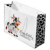 ハッピーバースデー白黒牛 ラージペーパーバッグ (正面アングル)