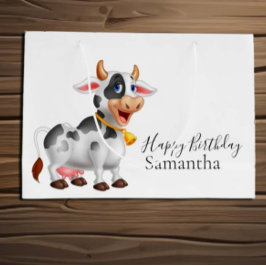 ハッピーバースデー白黒牛 ラージペーパーバッグ