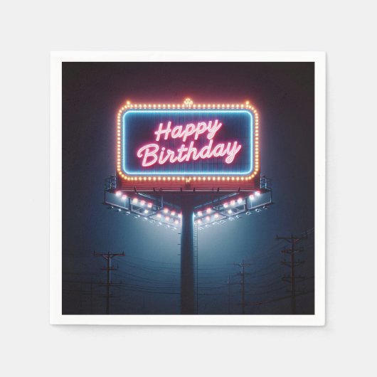 ハッピーバースデー看板 スタンダードカクテルナプキン (正面)
