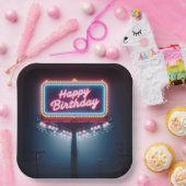 ハッピーバースデー看板 ペーパープレート (パーティー)