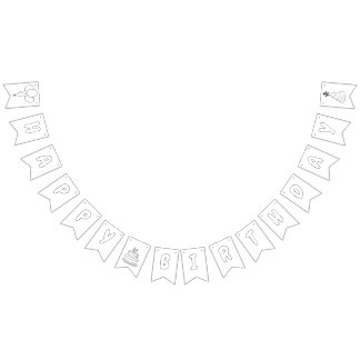 ハッピーバースデー着色バナー風船，帽子，ケーキ バンティングフラッグ