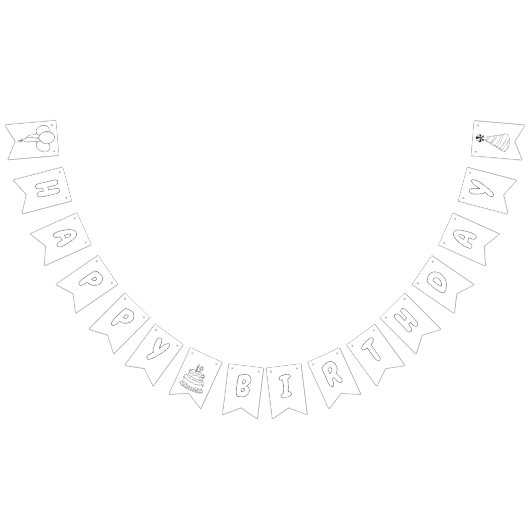 ハッピーバースデー着色バナー風船，帽子，ケーキ バンティングフラッグ (全)