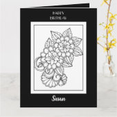 ハッピーバースデー着色フローラグリーティングカード カード (黄色い花)