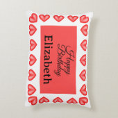 ハッピーバースデー矩形ハート枠名前をカスタムする アクセントクッション (裏面(縦))