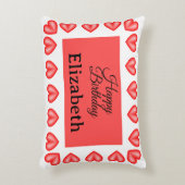 ハッピーバースデー矩形ハート枠名前をカスタムする アクセントクッション (正面(垂直))