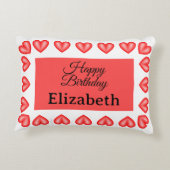 ハッピーバースデー矩形ハート枠名前をカスタムする アクセントクッション (裏面)