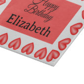 ハッピーバースデー矩形ハート枠名前をカスタムする カッティングボード (角)