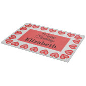 ハッピーバースデー矩形ハート枠名前をカスタムする カッティングボード (角)