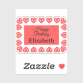 ハッピーバースデー矩形ハート枠名前をカスタムする シール