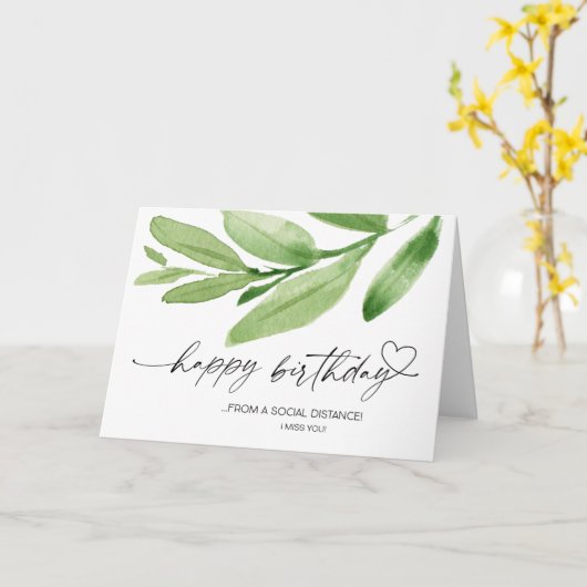 ハッピーバースデー社会距離検疫コーディ カード (黄色い花)