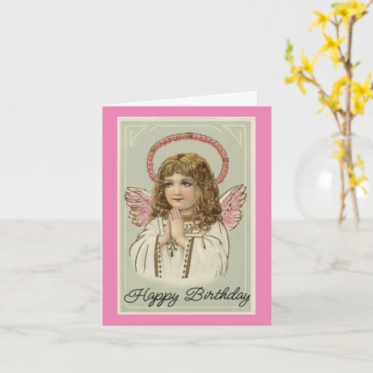 ハッピーバースデー祈のエンジェルグリーティングカード カード (黄色い花)