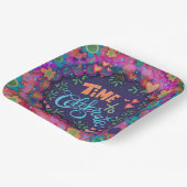 ハッピーバースデー祝おもしろいカラフルフローラ ペーパープレート (傾斜あり)